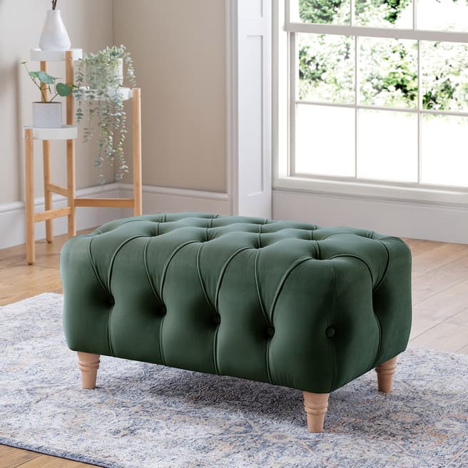 The Great Sofa Company The Soho Footstool Velvet Seaweed Green