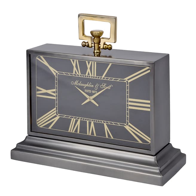 The Libra Company Iconic Latham Black & Gold Rectangular Clock, Medium