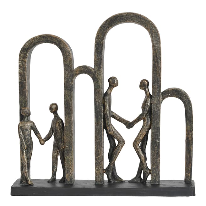 The Libra Company Large Family In Arches Sculpture, Antique Bronze