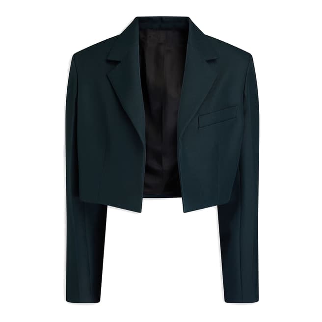 Victoria Beckham Dark Green Cropped Tailored Jacket