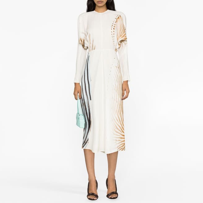 Victoria Beckham White Printed Midi Dress