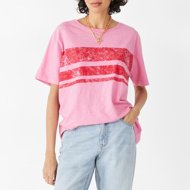 hush Pink Ailbhe Striped Cotton T-Shirt 