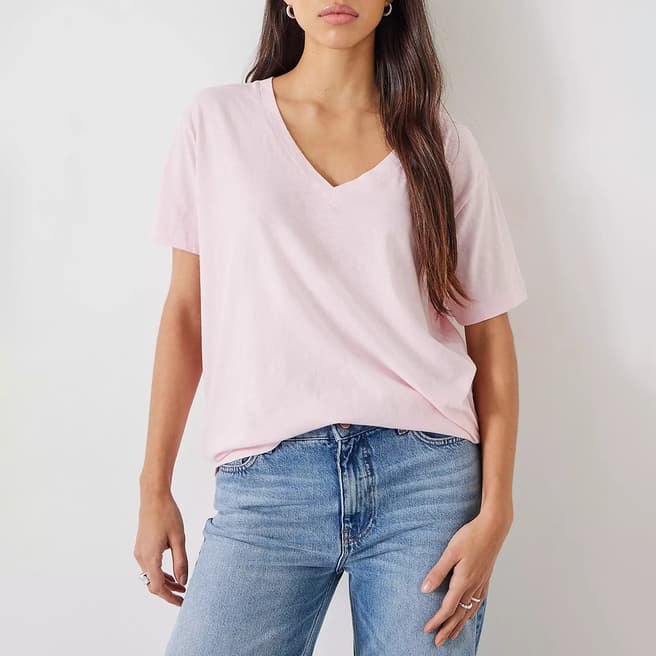 hush Pale Pink Cotton Linen Blend T-Shirt