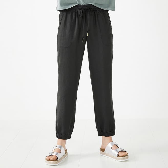 hush Washed Black Cropped Linen Joggers