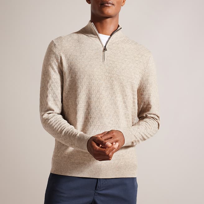 Ted Baker Brown Stitch Knitted Half Zip