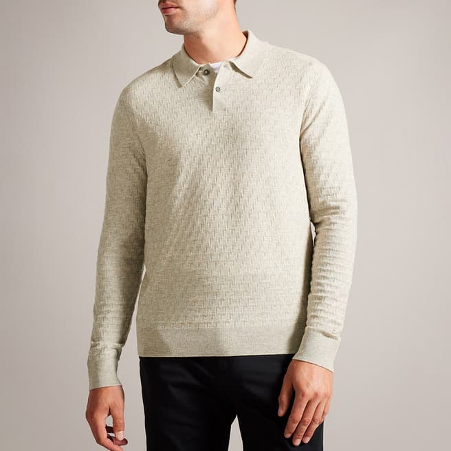 Ted Baker Brown Stitch Knitted Polo Jumper 