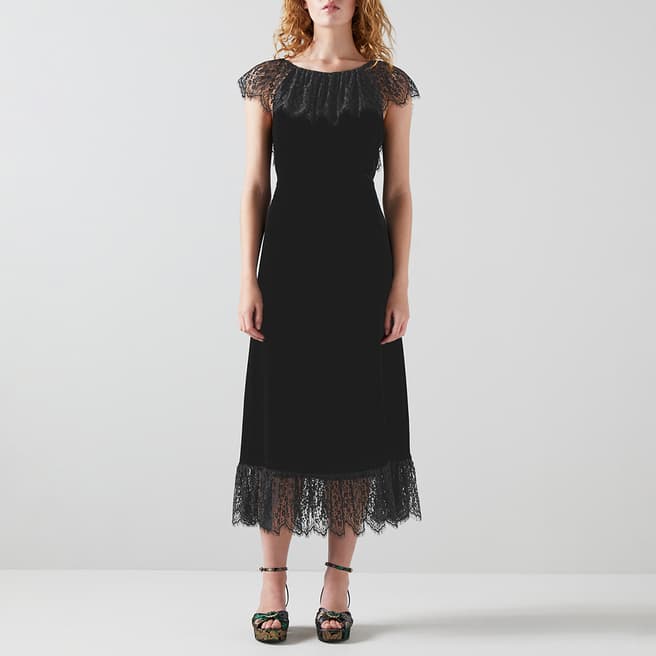 L K Bennett Black Anouk Lace Midi Dress