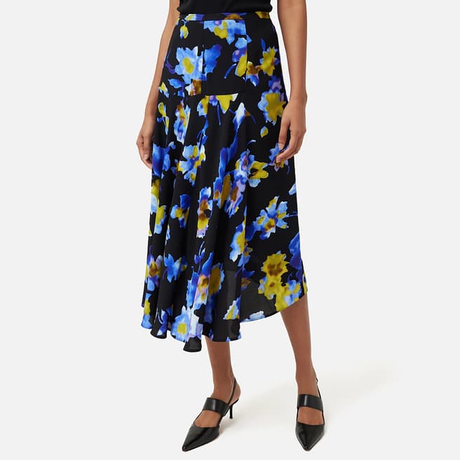 Jigsaw Blue Haze Floral Crepe Skirt