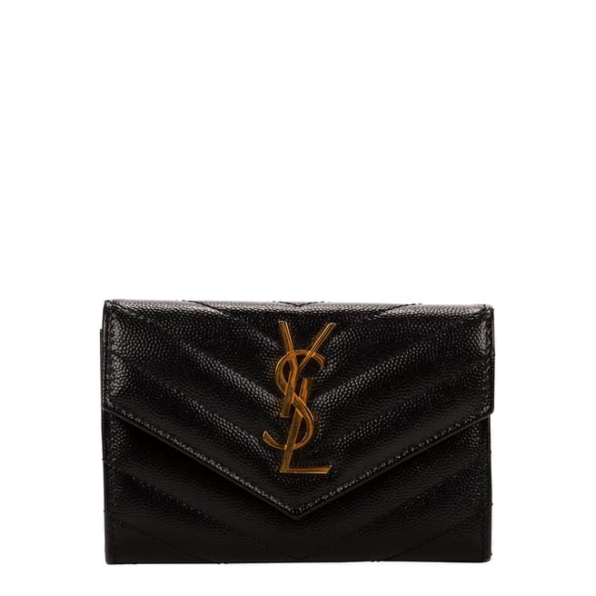 Vintage Yves Saint Laurent Black Cassandre Wallet