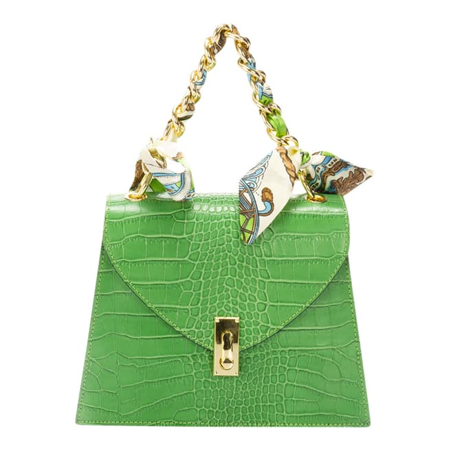 Massimo Castelli Green Leather Top Handle Bag