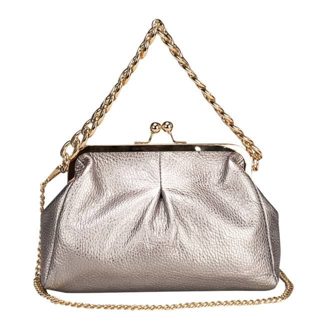 Massimo Castelli Silver Leather Top Handle Bag