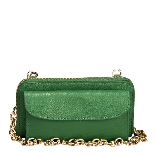Massimo Castelli Green Leather Wallet / Top Handle Bag