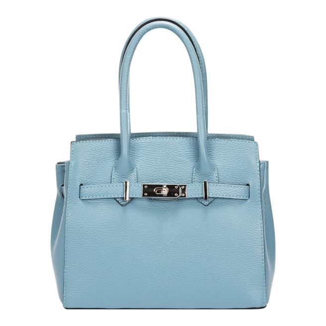 Massimo Castelli Blue Leather Top Handle Bag