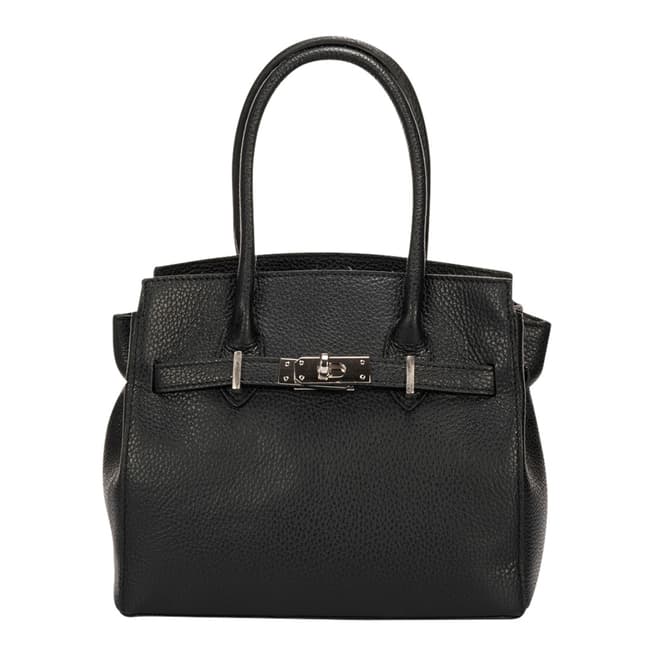 Massimo Castelli Black Leather Top Handle Bag