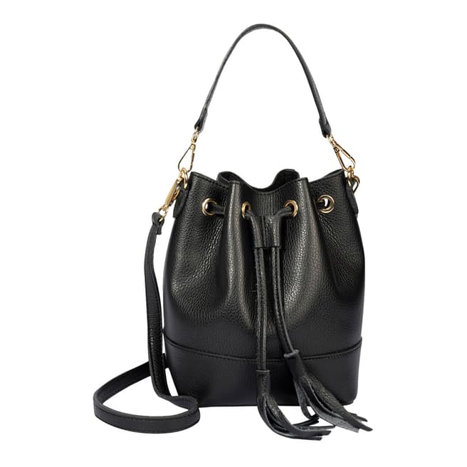 Massimo Castelli Black Leather Bucket Bag