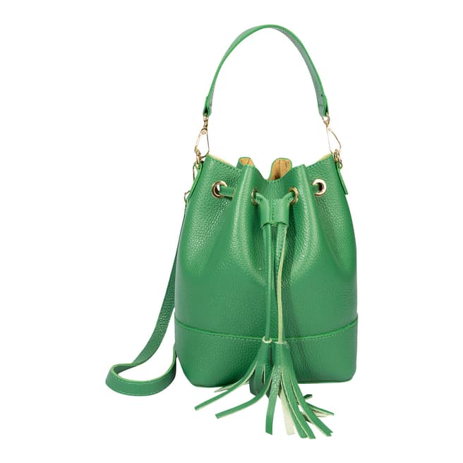Massimo Castelli Green Leather Bucket Bag