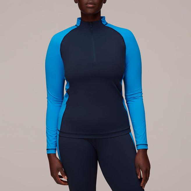 WHISTLES Navy Panel Layer Sports Half Zip Top 