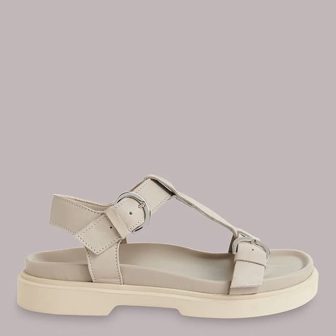 WHISTLES Nude Porto Buckle Leather Sandals