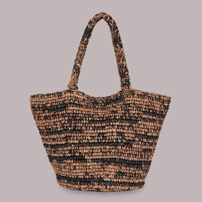 WHISTLES Brown Renee Paper Weave Tote Bag