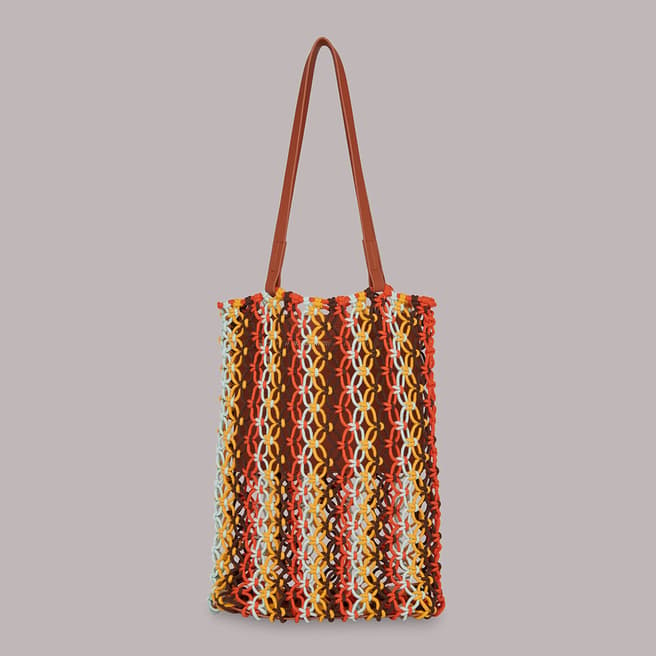 WHISTLES Multi Chaya Striped Crochet Tote Bag