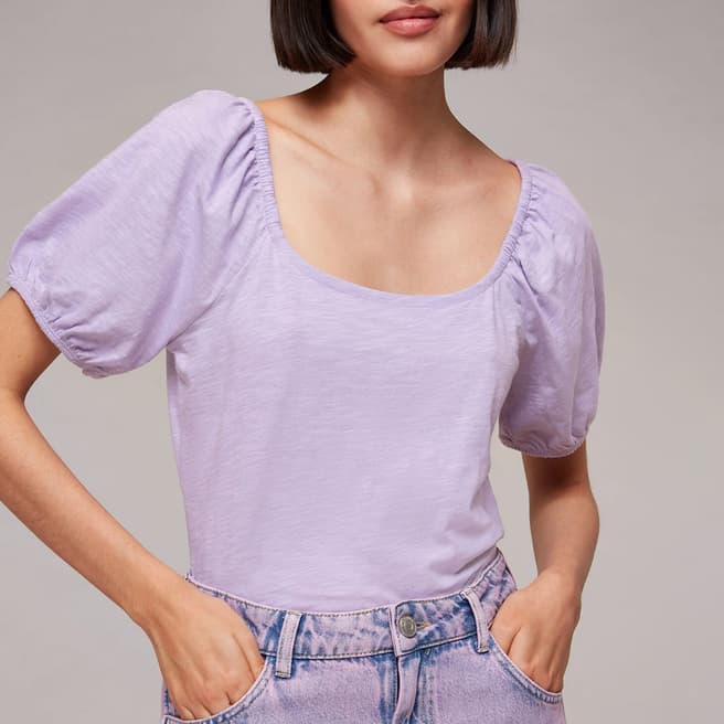 WHISTLES Lilac Square Neck Cotton Top