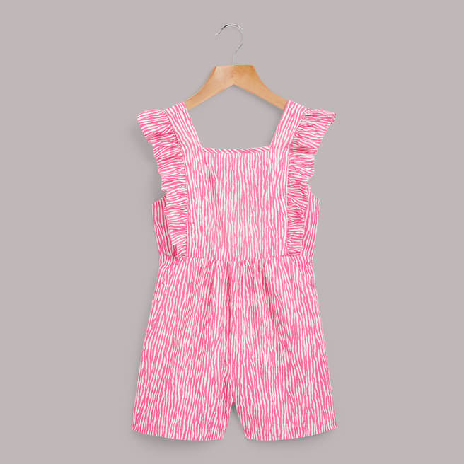 WHISTLES Girl's Pink Meg Frill Cotton Playsuit