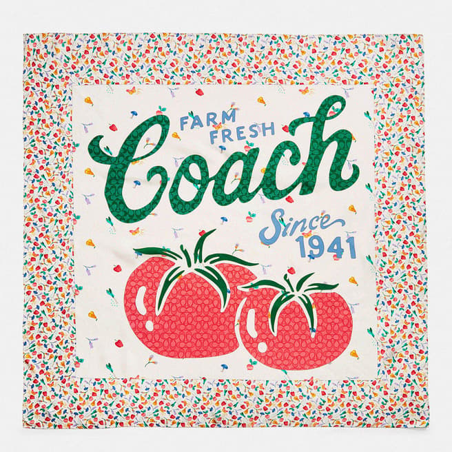 Coach Chalk Garden Print Patchwork Silk Square