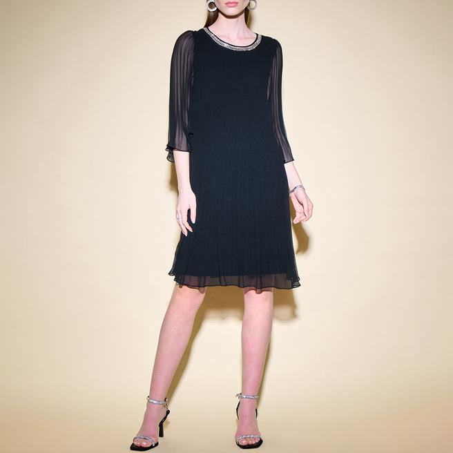 Joseph Ribkoff Black Pleated Mini Dress