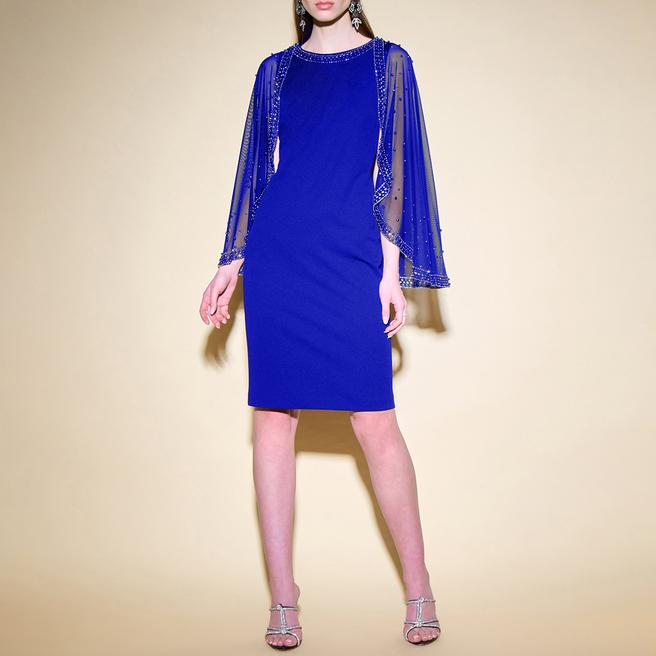 Joseph Ribkoff Royal Blue Cape Midi Dress