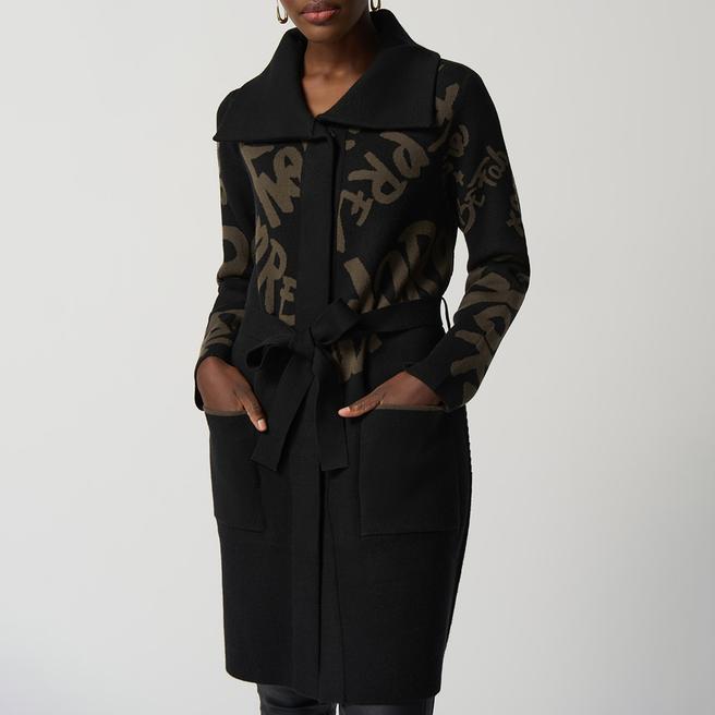 Joseph Ribkoff Black Belted Wrap Coat