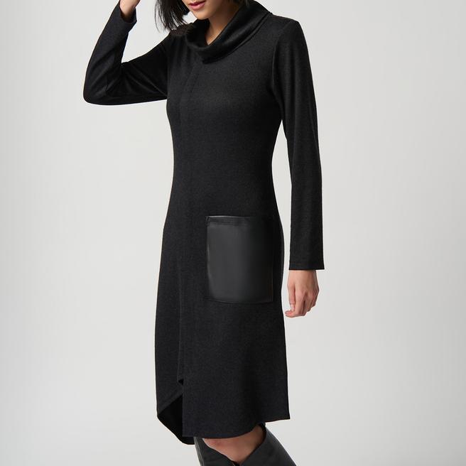 Joseph Ribkoff Black Asymmetrical Sweater Dress