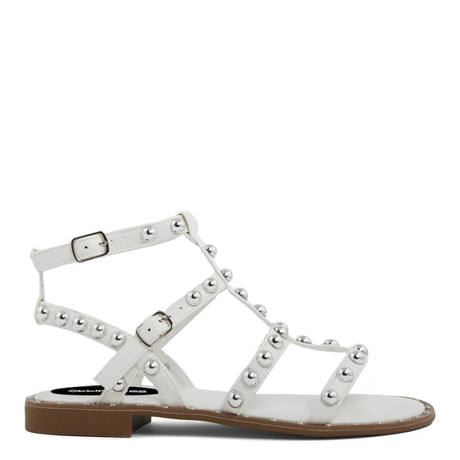Officina55 White Studded Strappy Flat Sandals