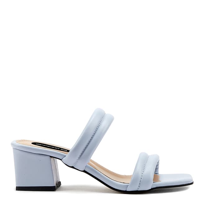 Officina55 Light Blue Double Strap Heeled Mules