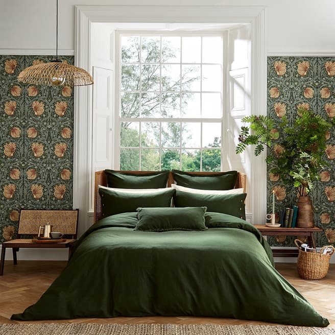 Morris & Co Linen Cotton Single Duvet Cover, Green