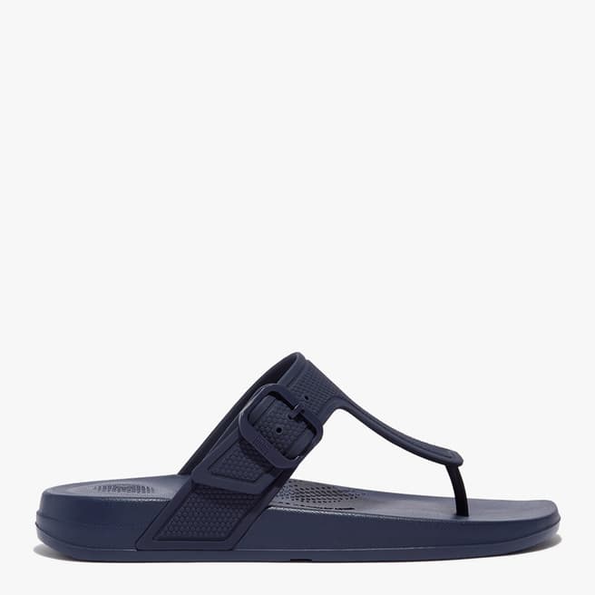 FitFlop Navy Blue iQUSHION Adjustable Buckle Flip Flops