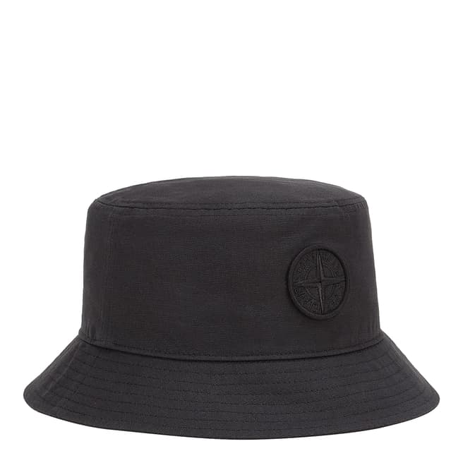 Stone Island Black Cotton Bucket Hat