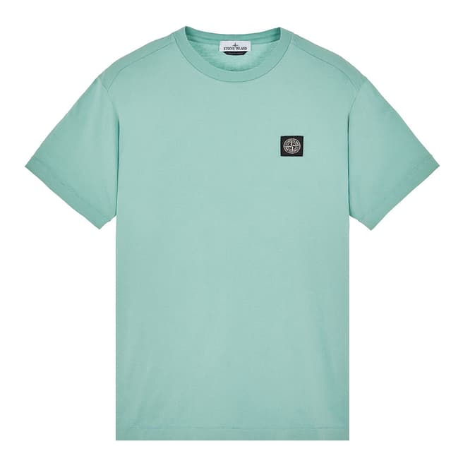 Stone Island Turquoise Square Logo Cotton T-Shirt