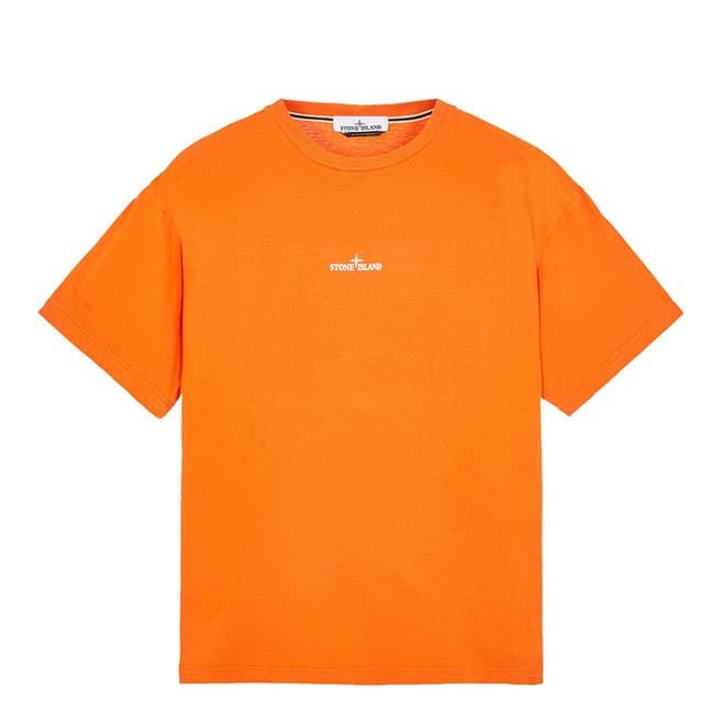 Stone Island Orange ′Scratch Paint One′ Cotton T-Shirt