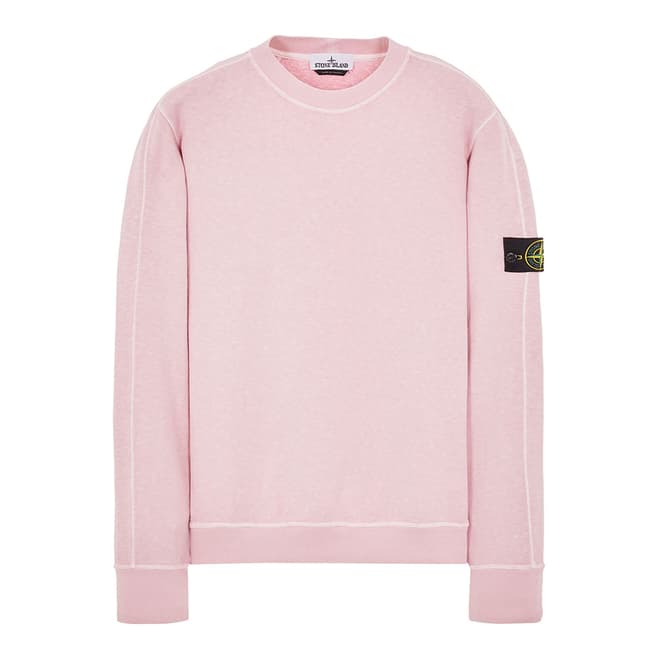 Stone Island Pale Pink Garment Dyed Cotton Sweatshirt