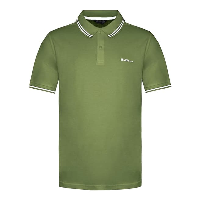 Ben Sherman Olive Cotton Twin Tipped Polo