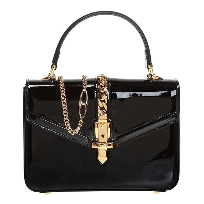 Gucci Gucci Black Sylvie 1969 Patent Leather Handbag