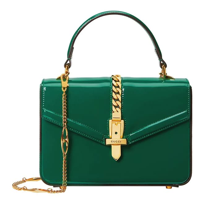 Gucci Gucci Green Sylvie 1969 Patent Leather Handbag