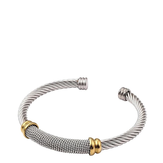 Stephen Oliver 18K Gold & Silver Two Tone Mesh Cuff Bangle