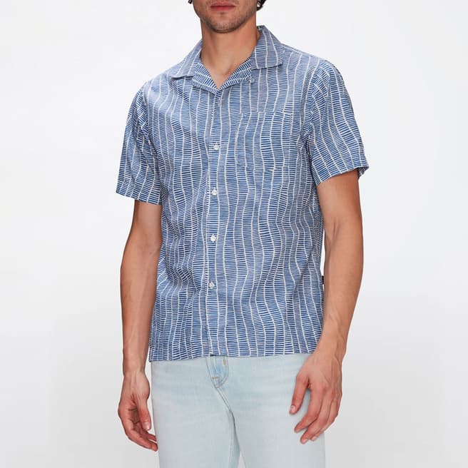 7 For All Mankind Blue Striped Cotton Shirt