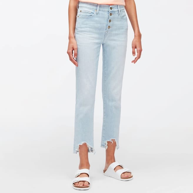 7 For All Mankind Light Blue Straight Cropped Stretch Jeans