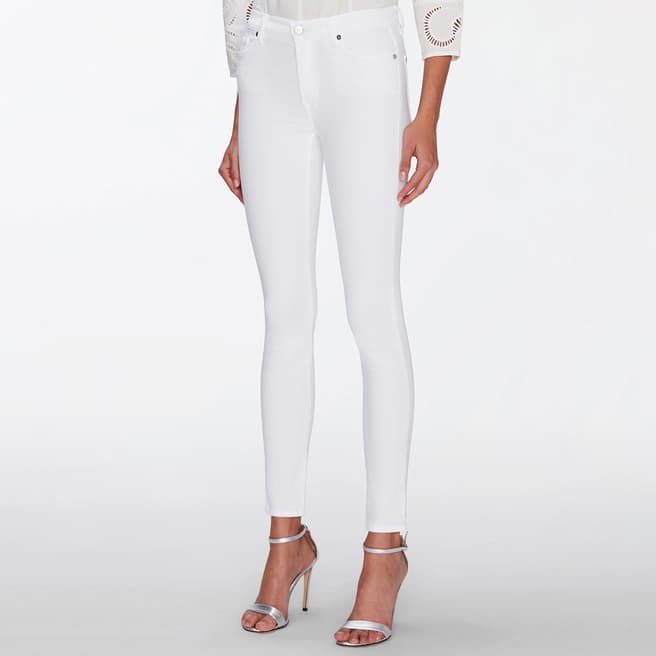 7 For All Mankind White High Waisted Skinny Stretch Jeans