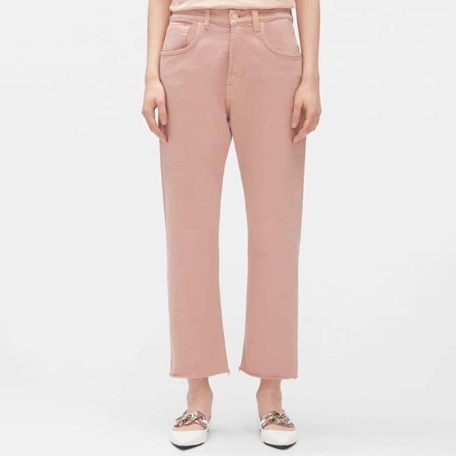 7 For All Mankind Pink Slouchy Cropped Stretch Jeans