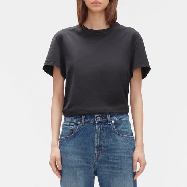 7 For All Mankind Black Cotton T-Shirt
