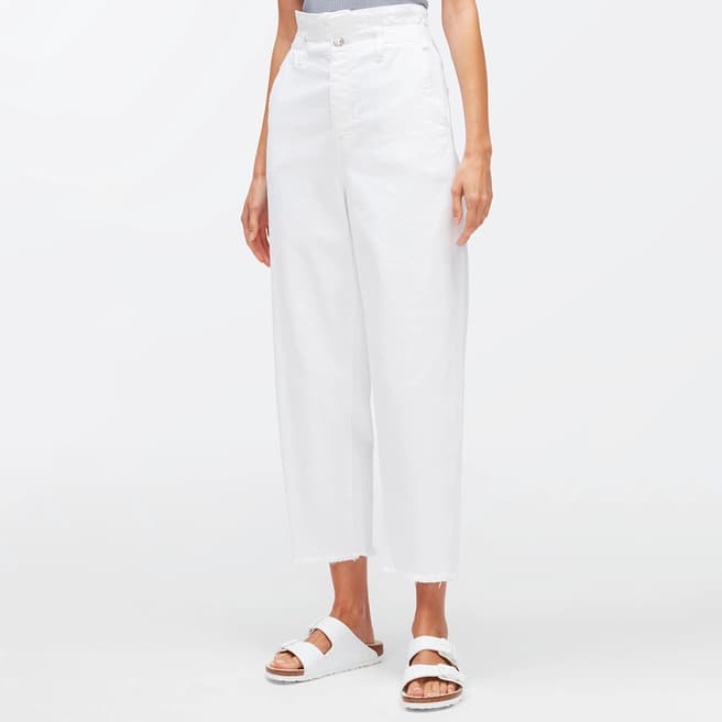 7 For All Mankind White Dylan Cropped Stretch Jeans