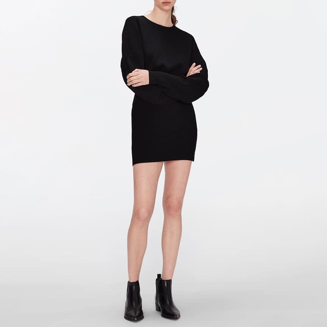 7 For All Mankind Black Bodycon Ribbed Mini Dress